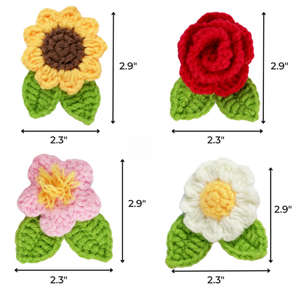Crochet Flower Brooch Kit 4pcs