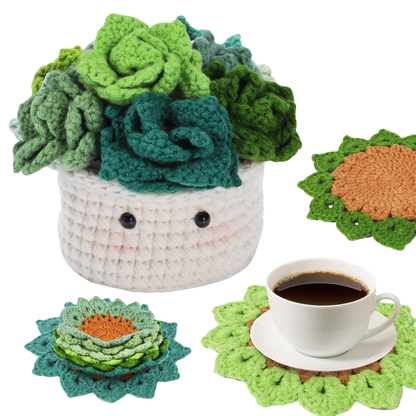 Plant Pot Crochet Kit with Coasters