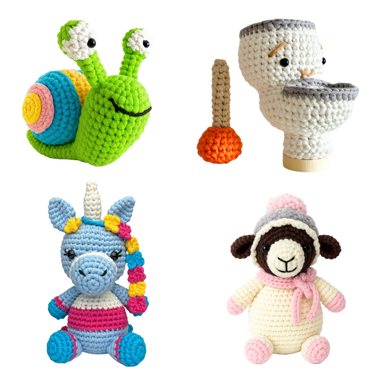Bundle 2: Speedy The Snail,Splashy The Toilet,Twinkle the Unicorn,Wooly The Sheep