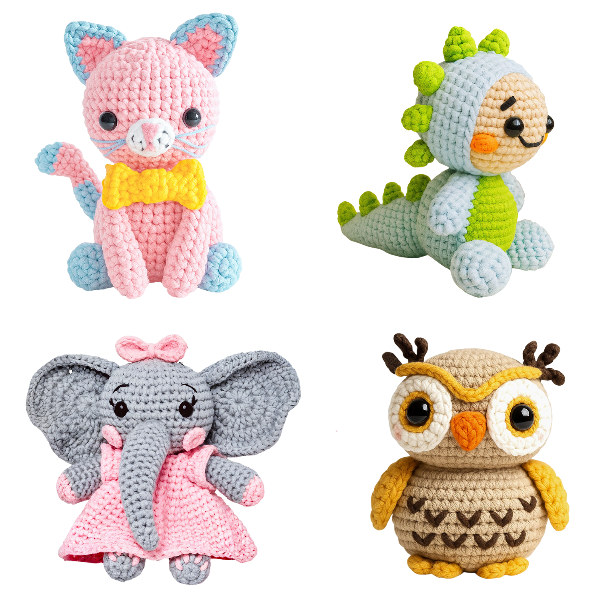 Bundle 3: Ollie the Owl,Ella the Elephant,Luna the Cat,Spiky the Dino