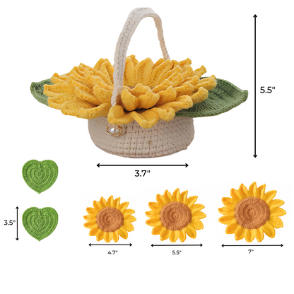 Sunflower Pot Crochet Kit with 5pcs Coasters
