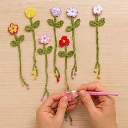 Crochet Flower Bookmark Kit 8pcs
