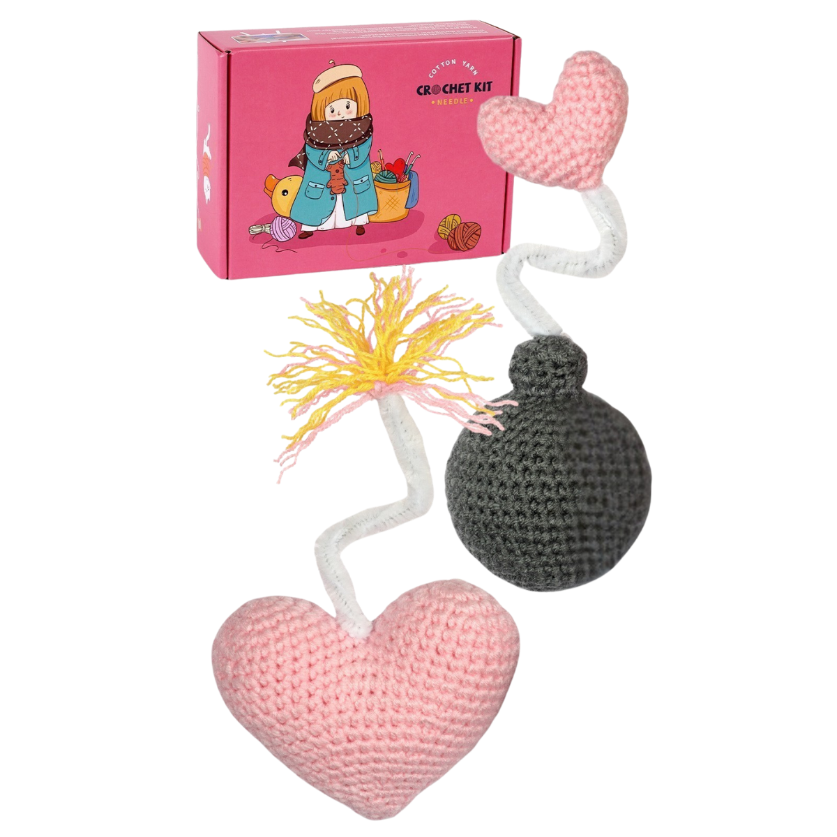 Crochet Heart & Bomb Kit