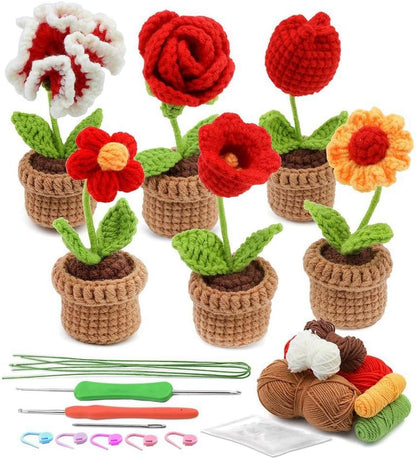 Crochet Flower Pot Kit 6pcs