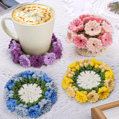Crochet Flower Coaster Kit 4pcs