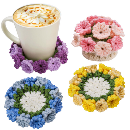 Crochet Flower Coaster Kit 4pcs