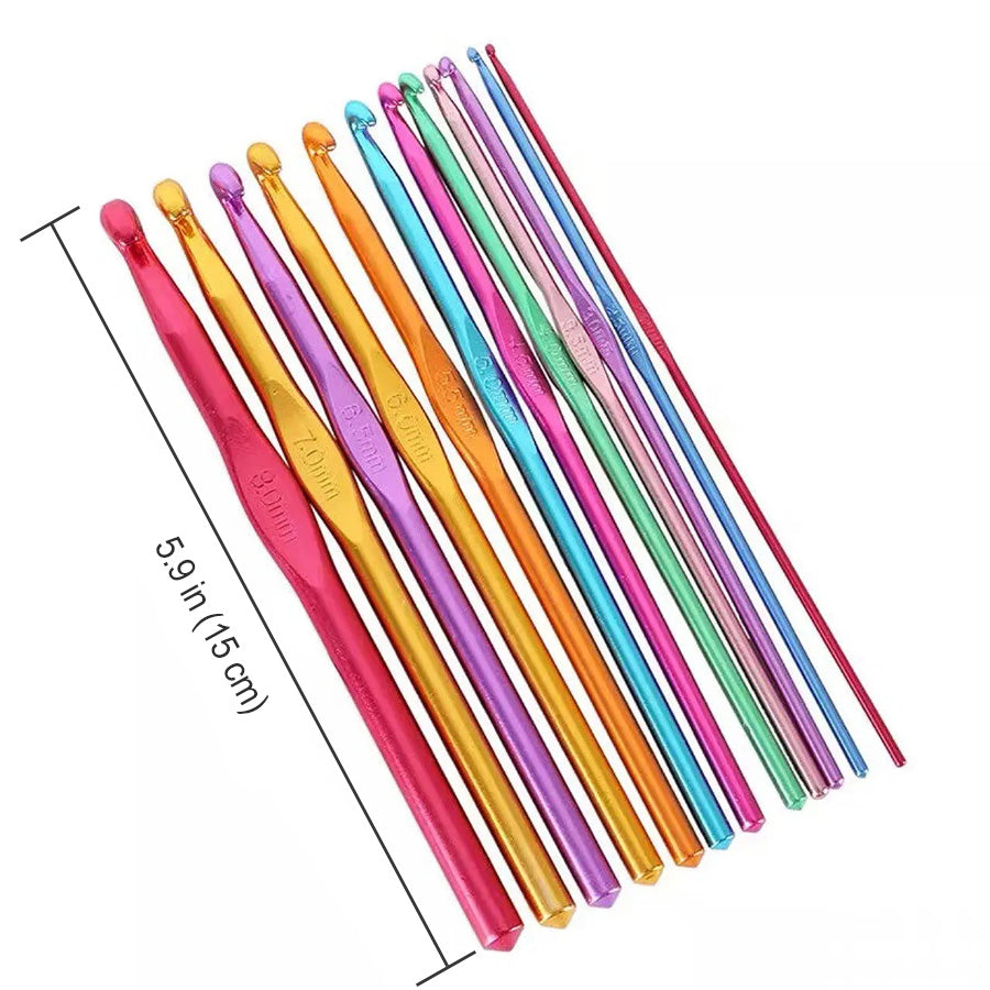 Aluminum Crochet Hooks 12 Pcs