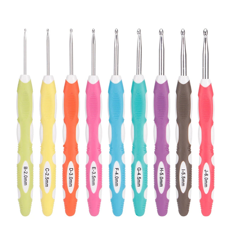 Crochet Hook Set 9 Pcs with Soft Grip Handles