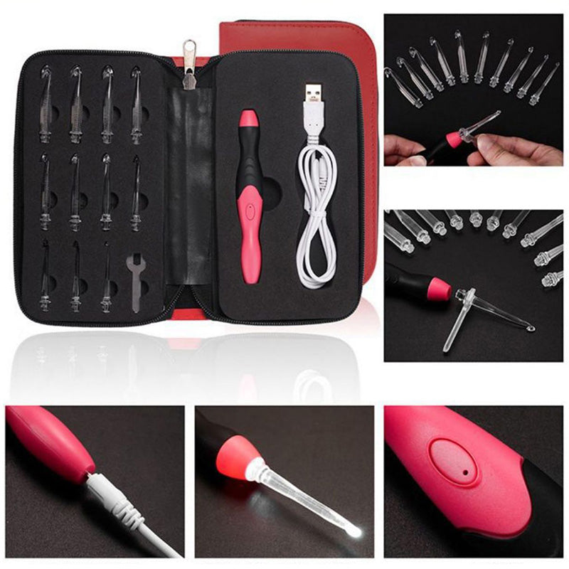 LED Crochet Hooks: 11-in-1 Rechargeable