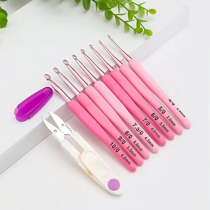 Ergonomic Crochet Hook Set 9 Pcs with Case
