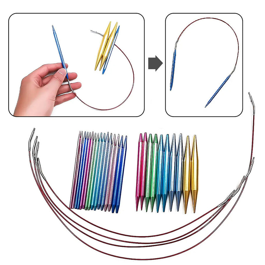 Aluminum Knitting Needle Set with Case