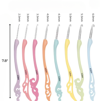 Vintage-Style Crochet Hook Set 8 Pcs with Soft Handle