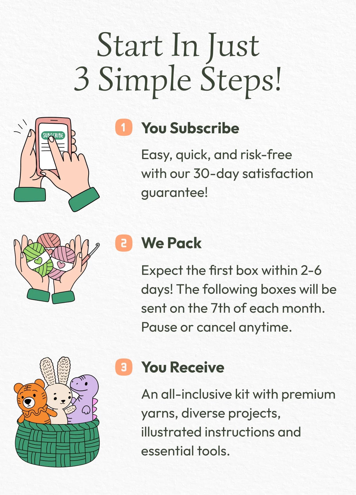 You subscribe, we pack, you receive