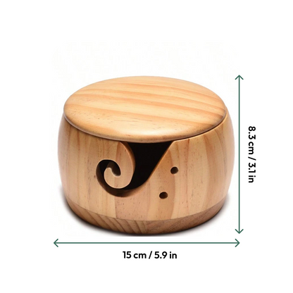 Wooden Yarn Bowl With Lid
