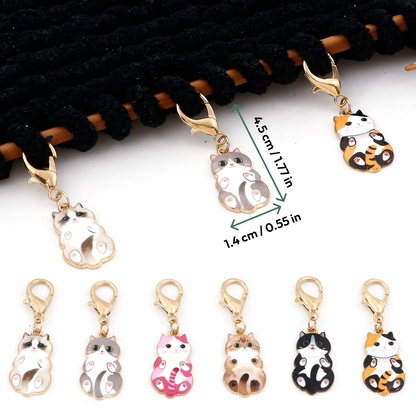 Enamel Cat Shape Stitch Marker Set 6Pcs