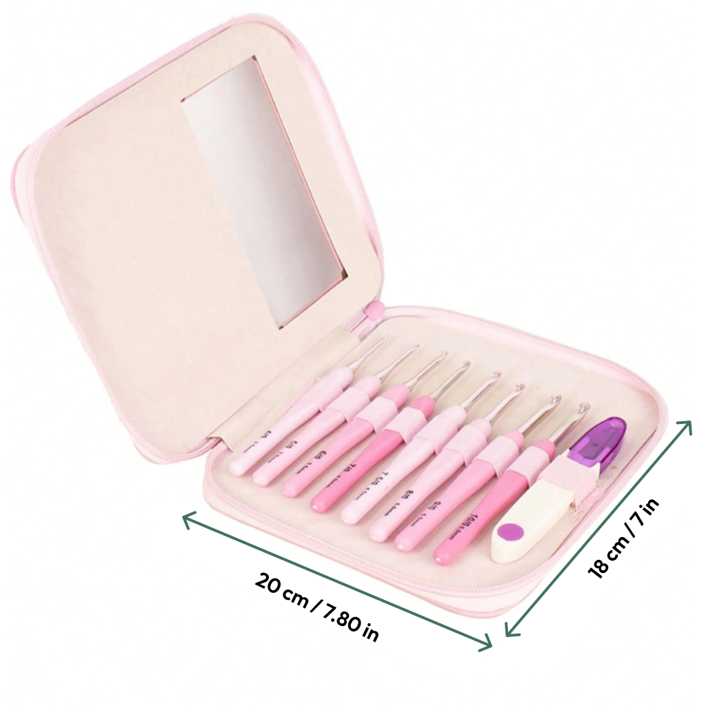 Ergonomic Crochet Hook Set 9 Pcs with Case